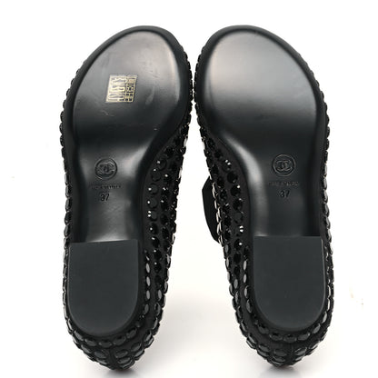 Chanel Satin Strass Bow Mary Jane Flats 37 Black 6 of 11