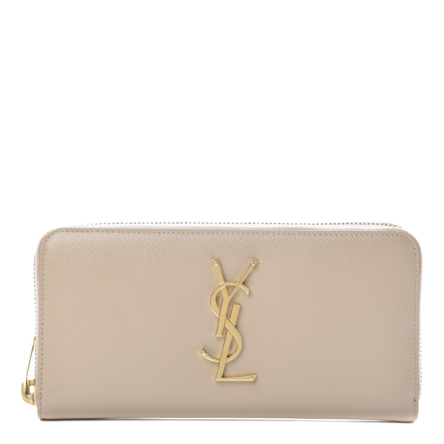 Saint Laurent Grain De Poudre Monogram Zip Around Wallet Nude Powder 1 of 9