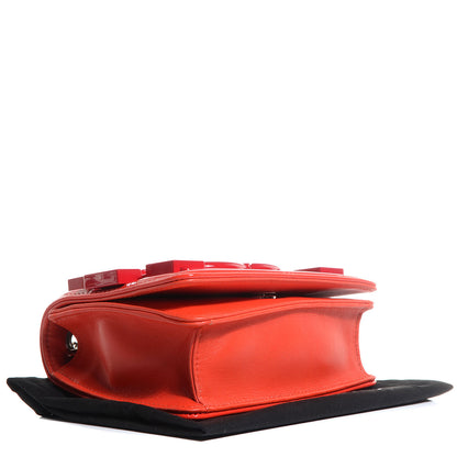Chanel Plexiglass Patent Mini Boy Brick Flap Orange Red 4 of 7