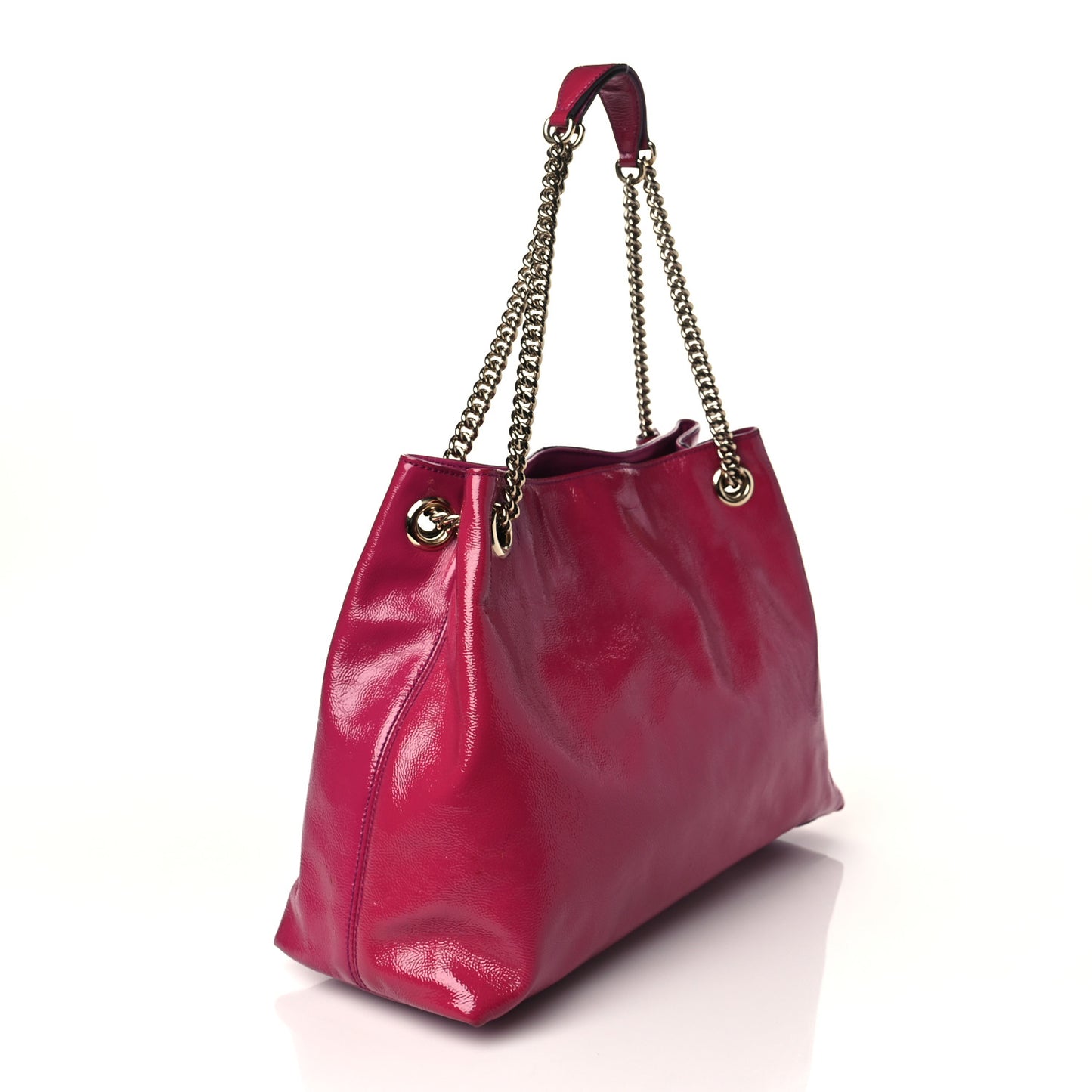 Vernice Naplack Medium Soho Chain Shoulder Bag Bright Bouganville
