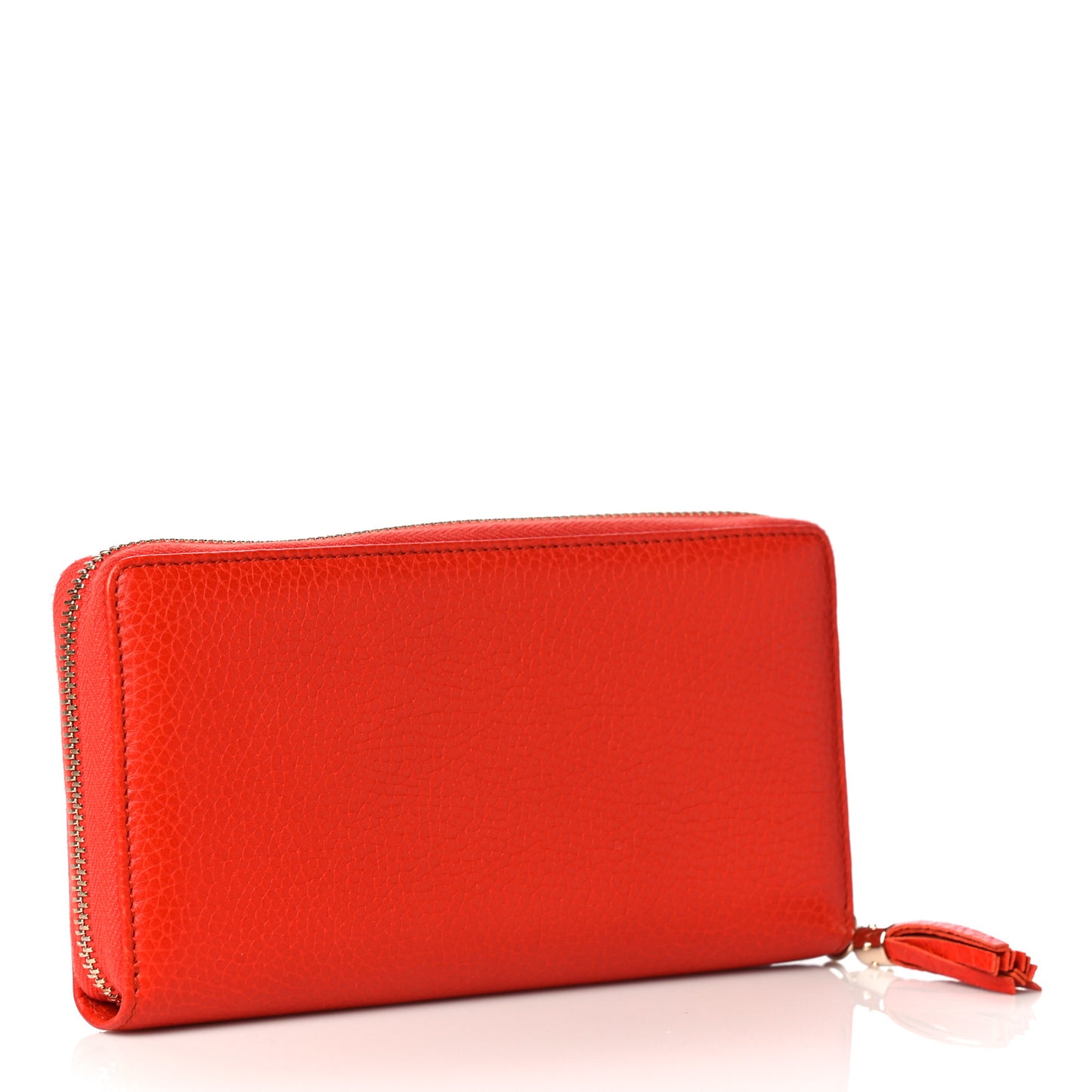 Pebbled Calfskin Soho Zip Around Wallet Sun Orange