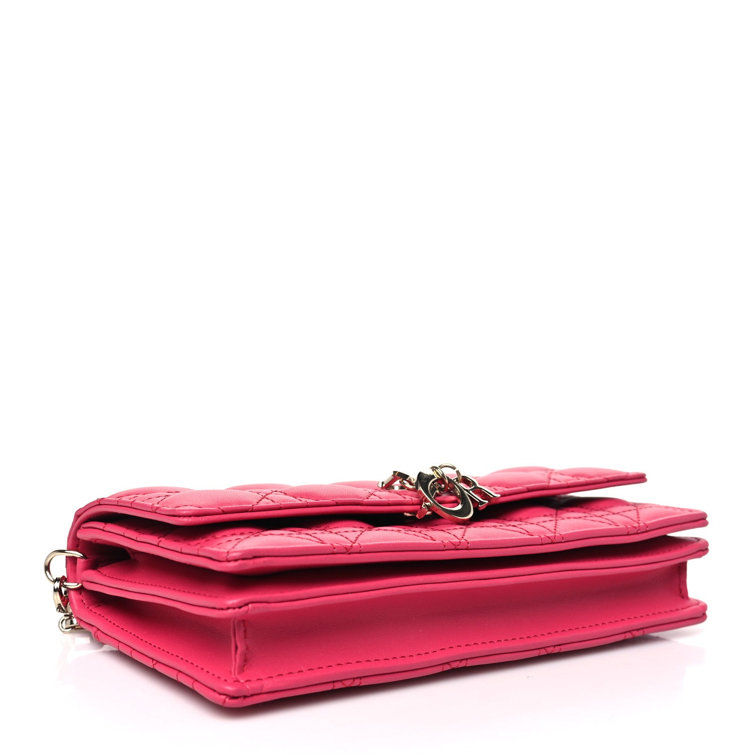 Christian Dior Lambskin Cannage Mini My Dior Top Handle Clutch Dark Pink 4 of 11