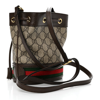 Gucci GG Supreme Monogram Web Mini Ophidia Bucket Bag Brown 3 of 10