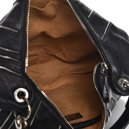 Jimmy Choo Lambskin Large Solar Zipper Hobo Black 5 of 7