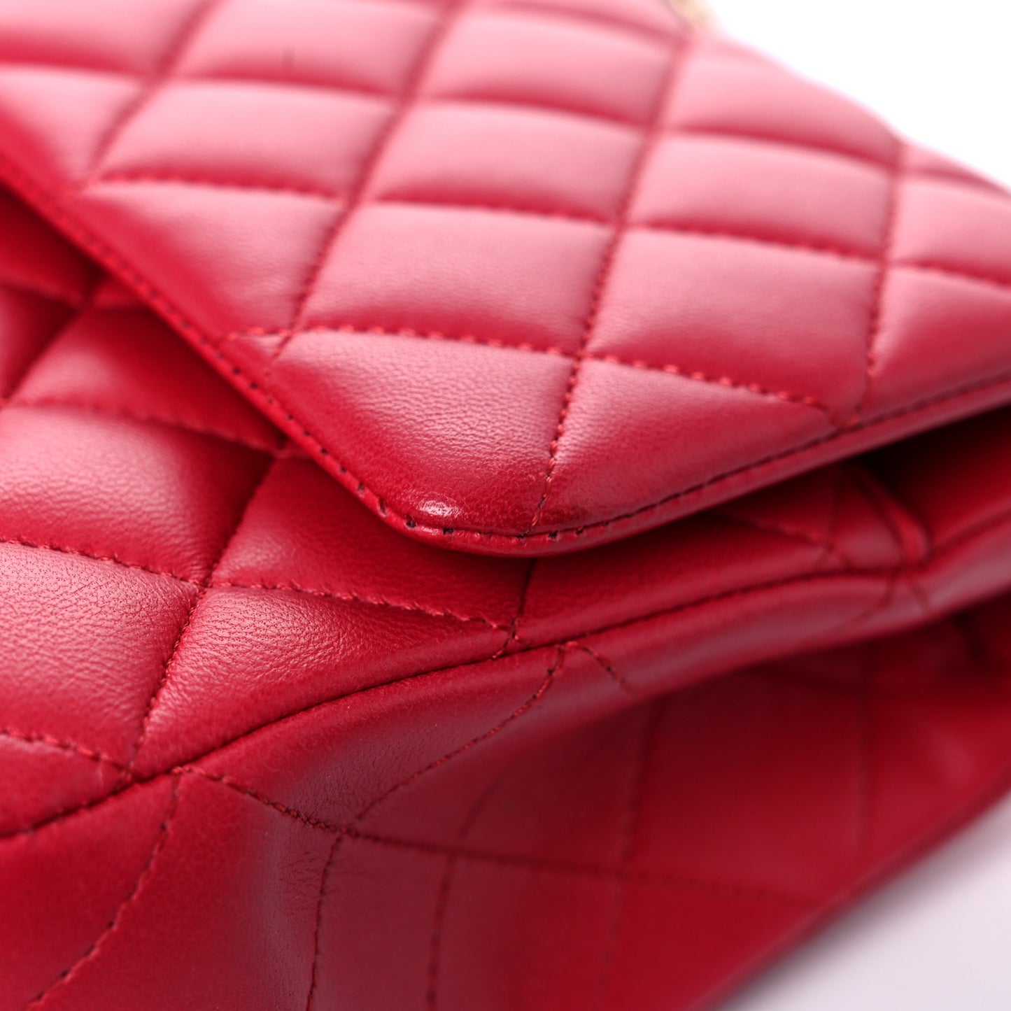 Lambskin Quilted Medium Double Flap Dark Pink