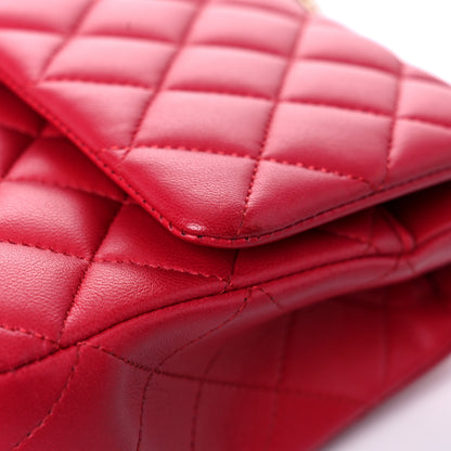 Chanel Lambskin Quilted Medium Double Flap Dark Pink 13 of 17