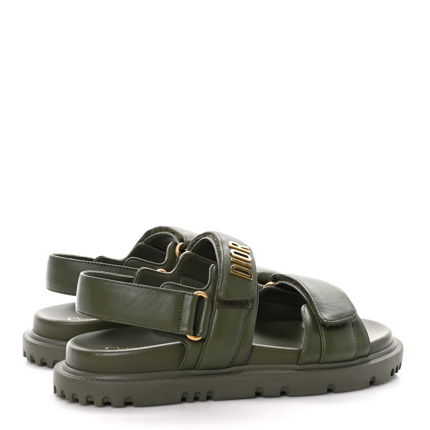 Lambskin Dioract 10mm Sandals 37 Kaki