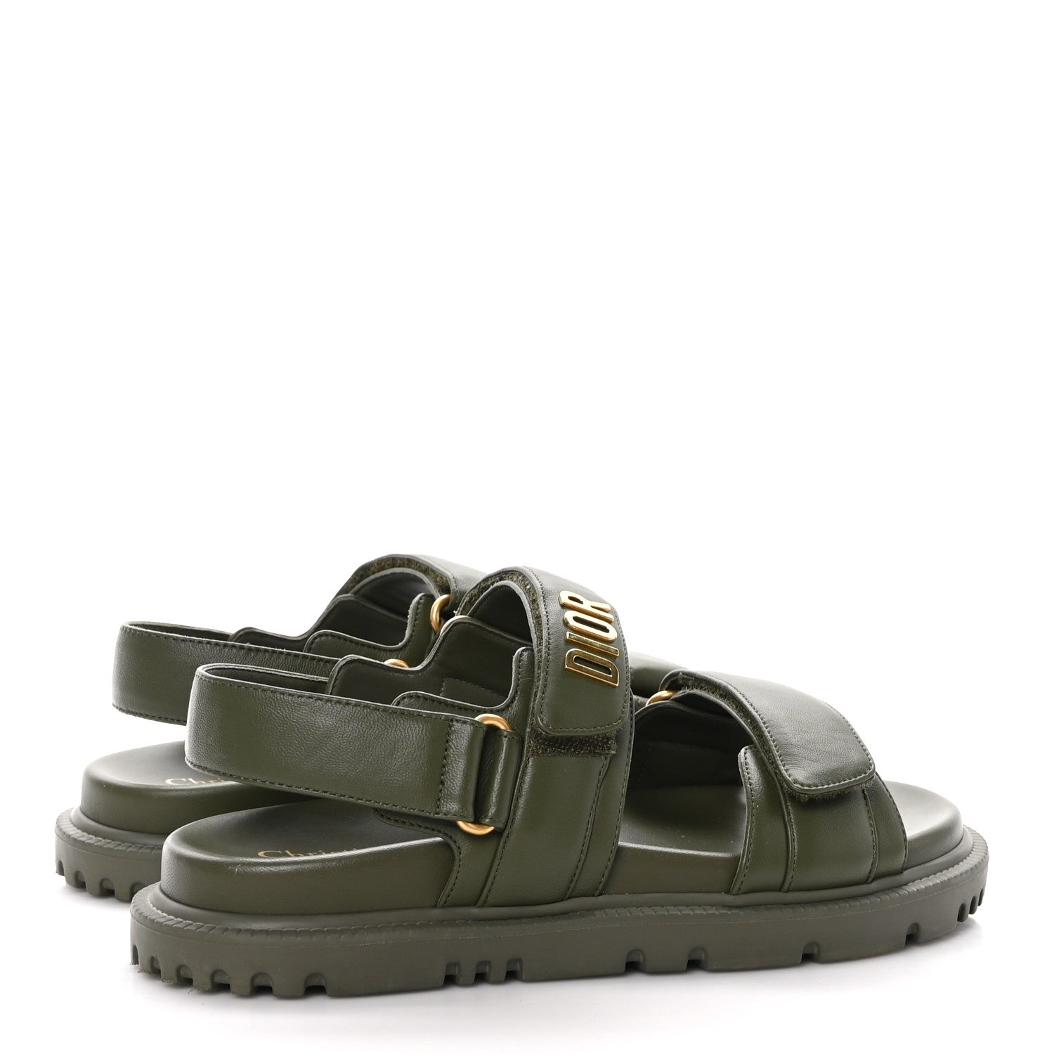 Christian Dior Lambskin Dioract 10mm Sandals 37 Kaki 4 of 9