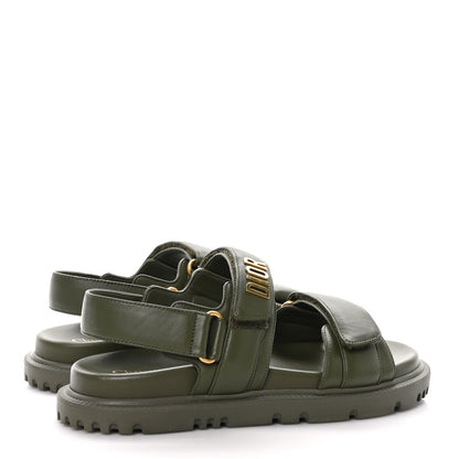 Christian Dior Lambskin Dioract 10mm Sandals 37 Kaki 4 of 9