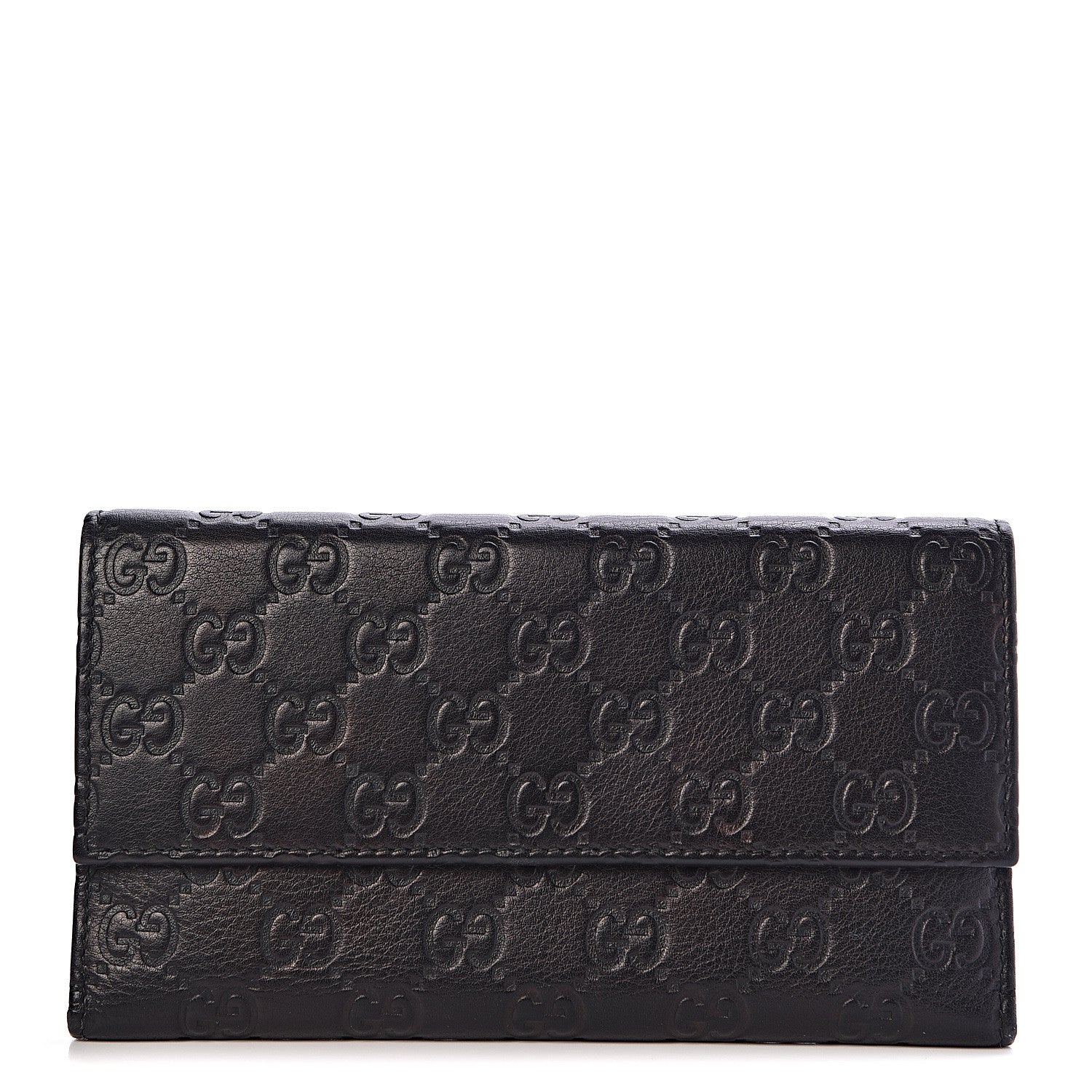 Gucci Guccissima Continental Flap Wallet Black 1 of 13