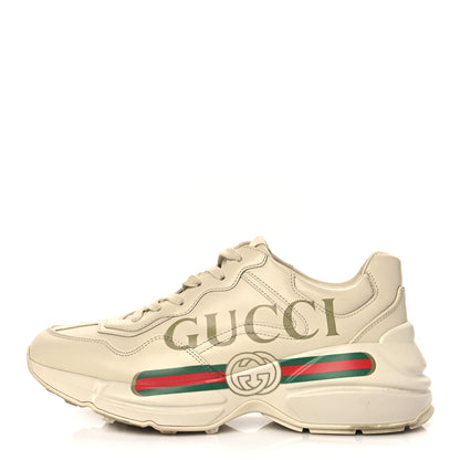 Gucci Calfskin Logo Womens Rhyton Sneakers 38 Ivory 1 of 8