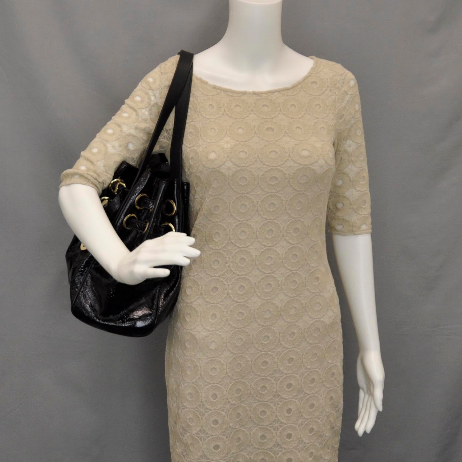 Jimmy Choo Crushed Patent Leather Ramona Tote Black 2 of 8