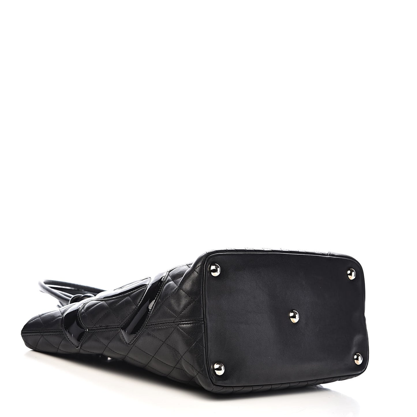 Calfskin Quilted Large Cambon Tote Black
