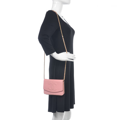 Chanel Caviar Timeless CC Wallet On Chain WOC Pink 2 of 14