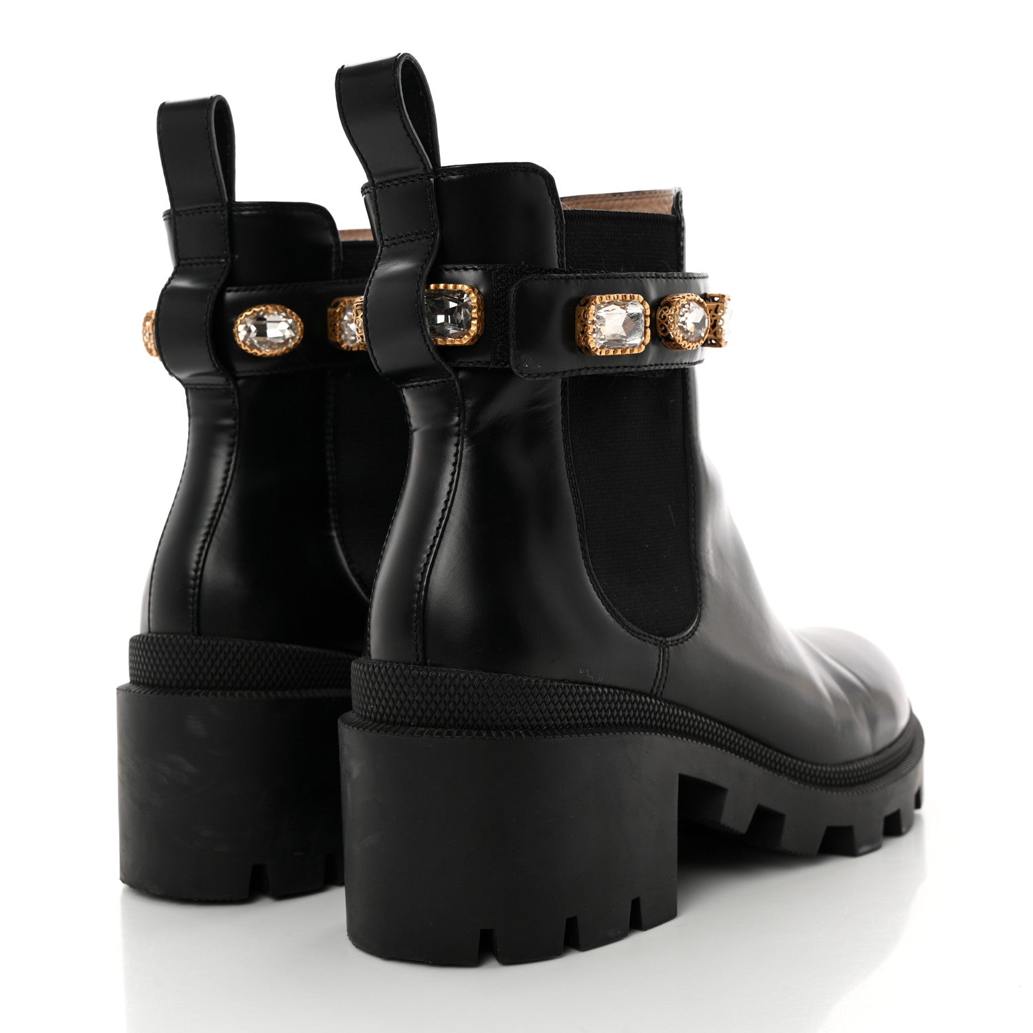 Gucci Calfskin Crystal GG Trip Chelsea Ankle Boots 38 Black 4 of 18