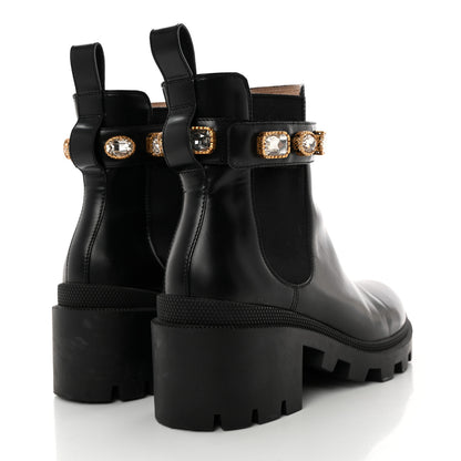 Gucci Calfskin Crystal GG Trip Chelsea Ankle Boots 38 Black 4 of 18