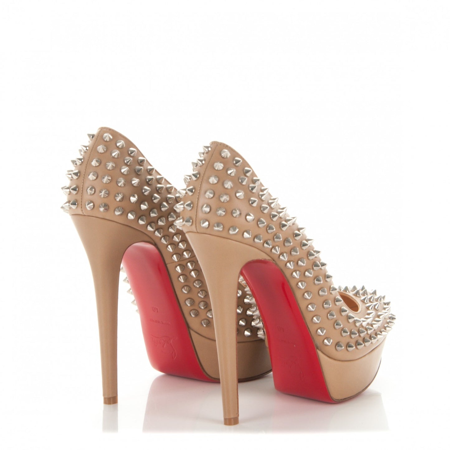 Nappa Bianca Spikes 140 Pumps 40 Nude Silver