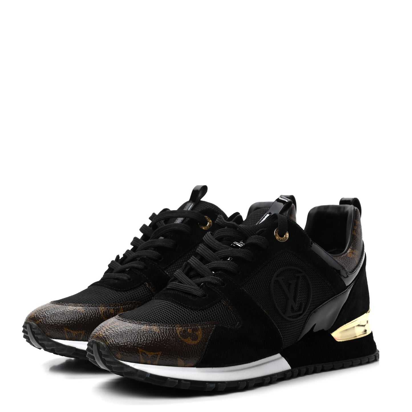 Suede Monogram Run Away Sneakers 41 Black