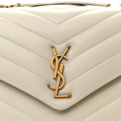 Saint Laurent Calfskin Y Quilted Monogram Medium Loulou Chain Satchel Crema Soft 9 of 10