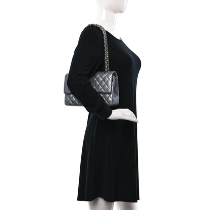 Chanel Metallic Lambskin Quilted Medium Double Flap Silver 2 of 12