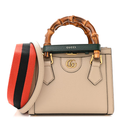 Gucci Textured Dollar Calfskin Web Mini Diana Tote Bag Oatmeal Vintage Green 1 of 9