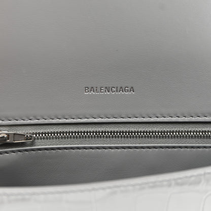 Balenciaga Shiny Calfskin Crocodile Embossed Small Hourglass Top Handle Bag Balenciaga Grey 6 of 10
