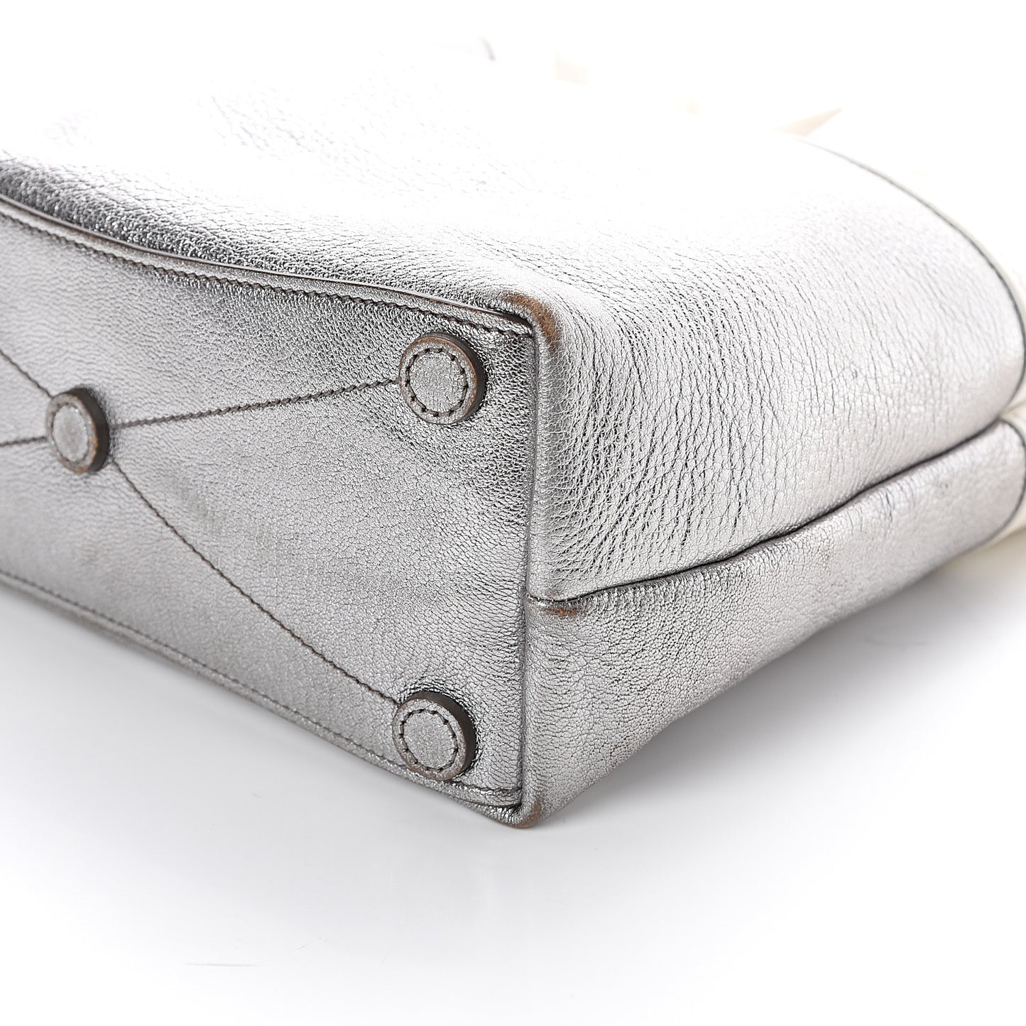 Goatskin Madras Bi-Color Bucket Bag Chrome White