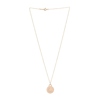 Tiffany 18K Rose Gold Diamond Moon Tag Charm Pendant Necklace 3 of 7