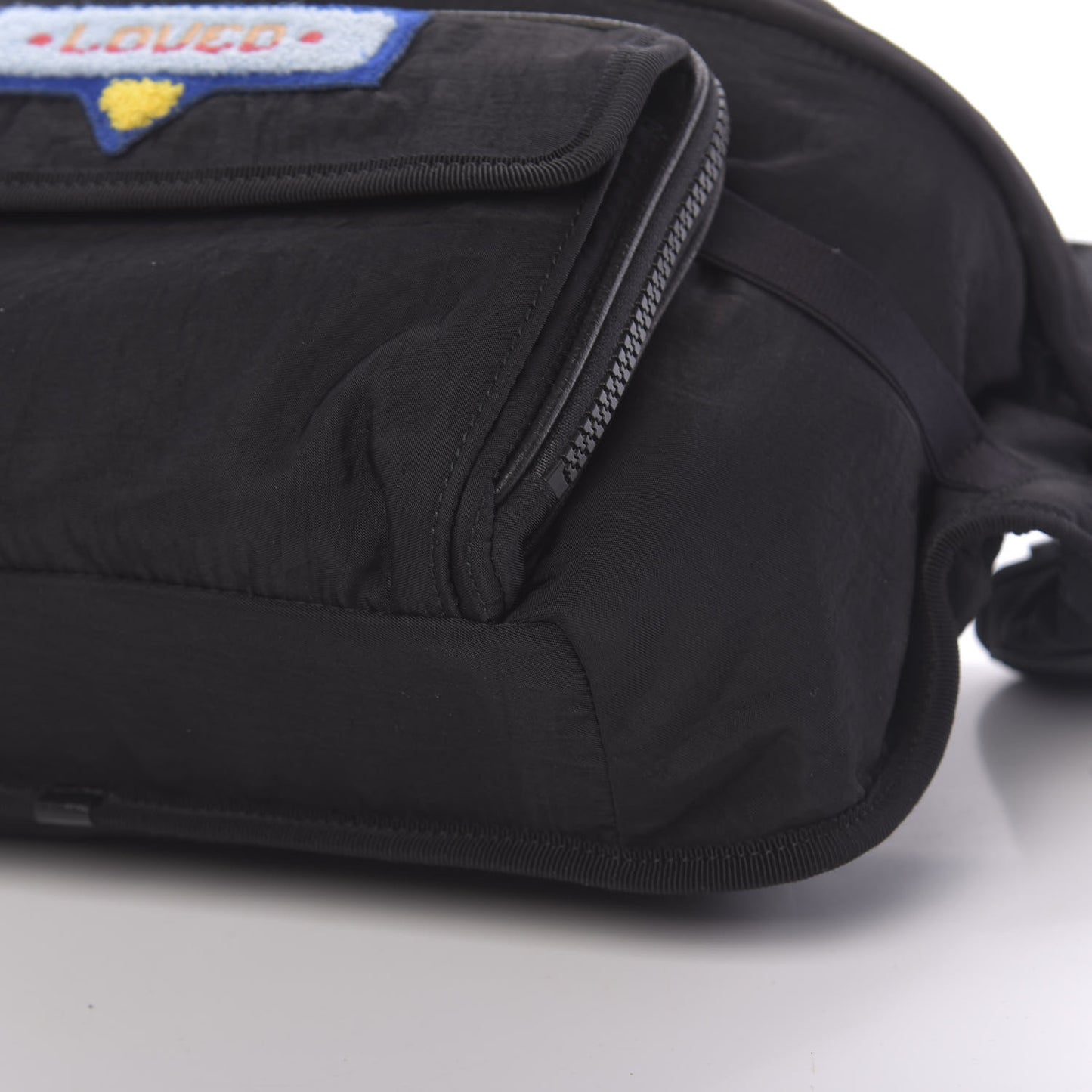 Nylon 80s Logo Patch Belt Bag Black