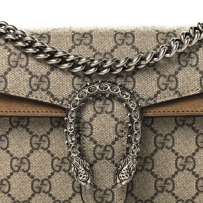 Gucci GG Supreme Monogram Suede Crystal Small Dionysus Shoulder Bag Beige Ebony Taupe 8 of 11