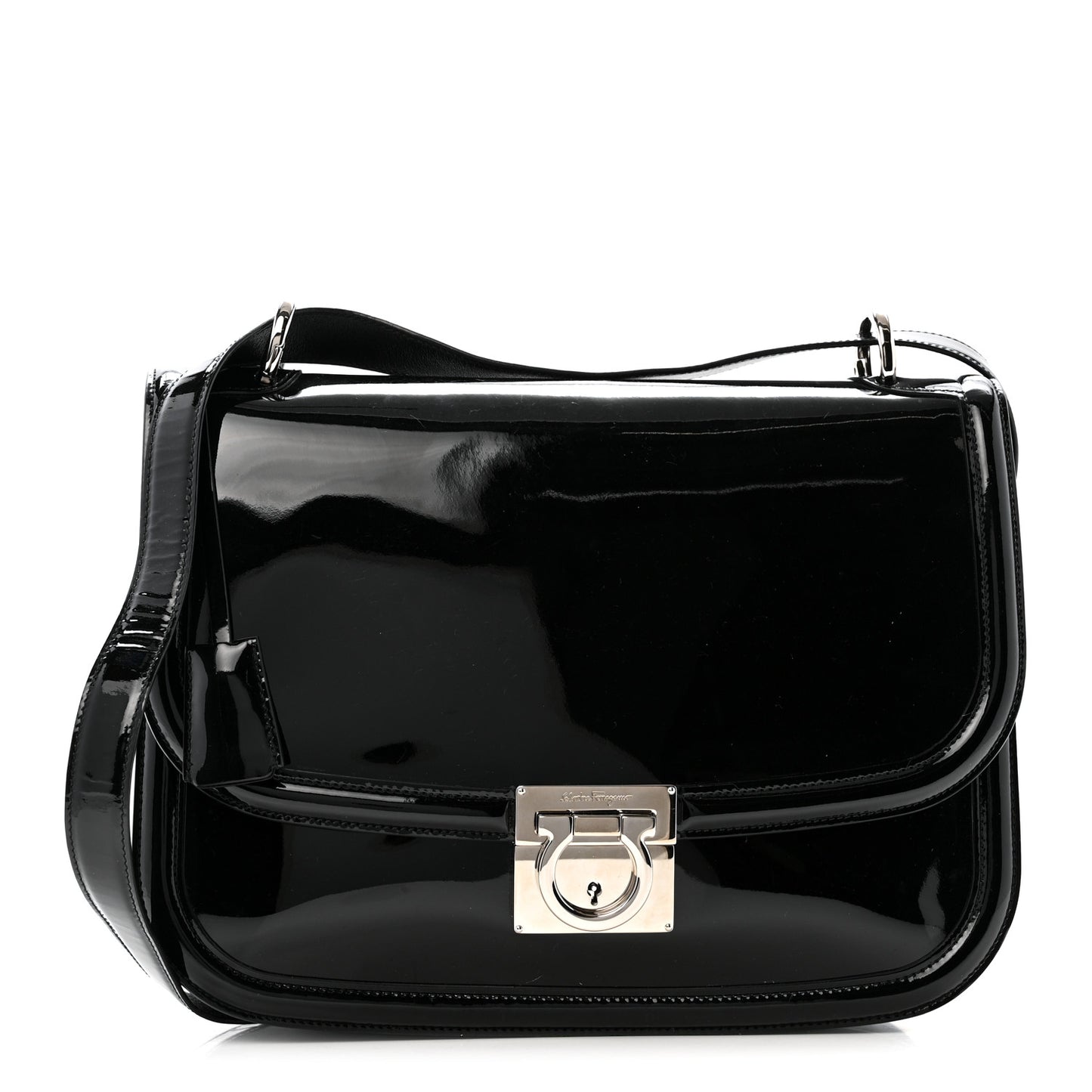 Patent Jody Shoulder Bag Black
