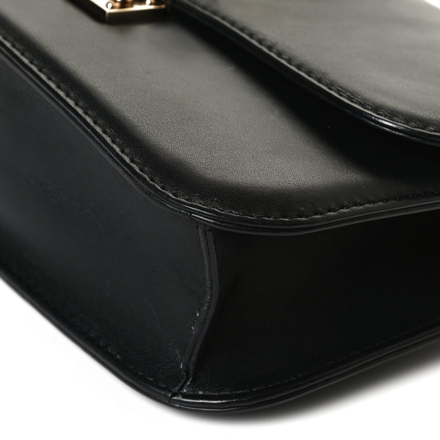 Vitello Medium Glam Lock Rockstud Flap Black