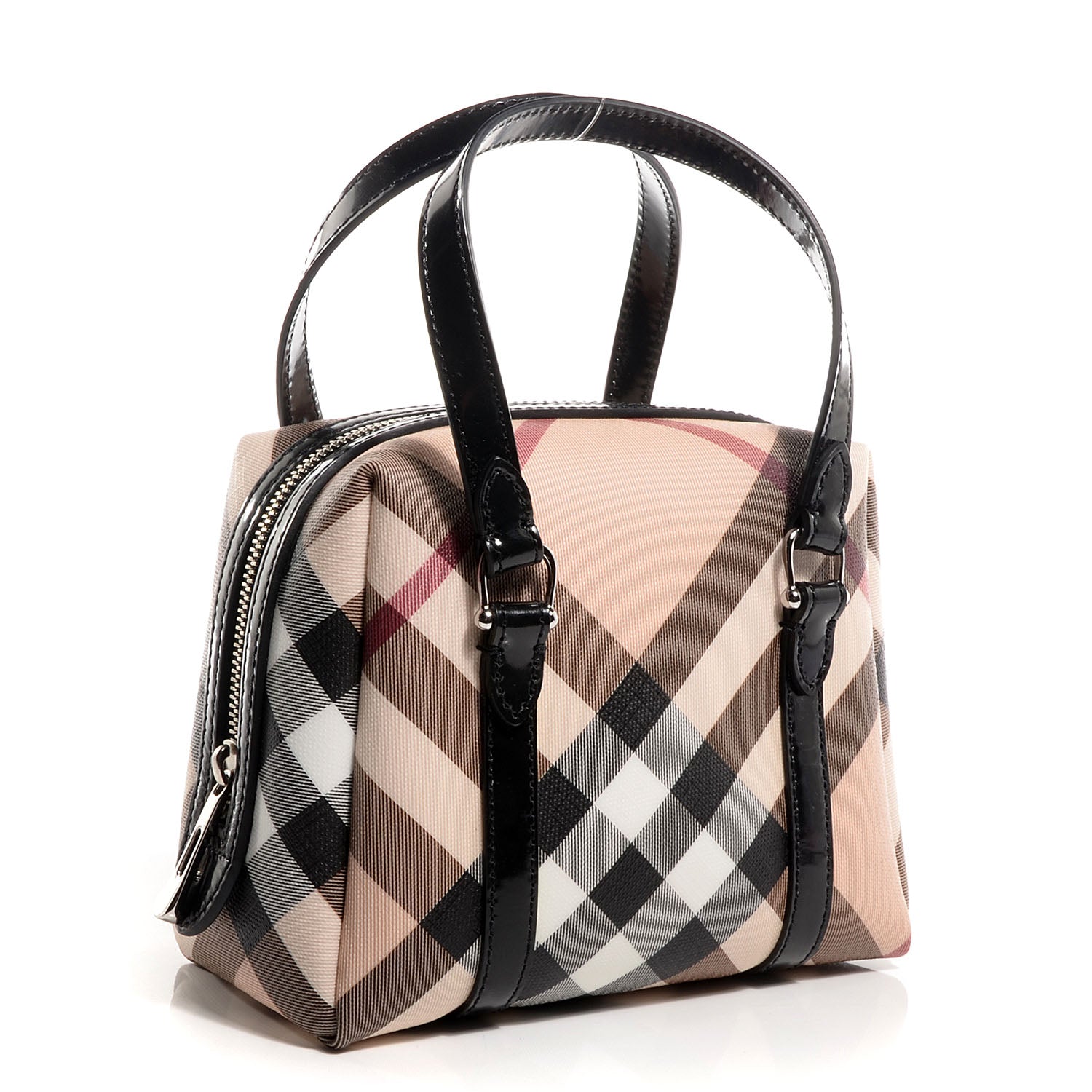 Burberry Patent Nova Check Sophie Satchel Black 3 of 8