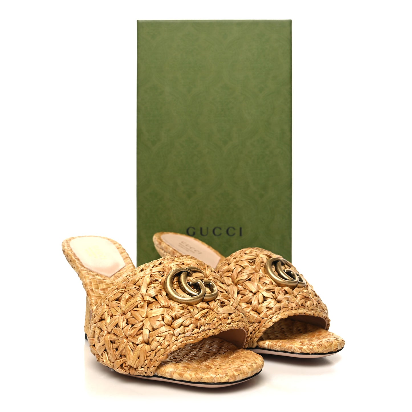 Marrakech Waving Flower GG Marmont 75mm Slide Sandals 38 Natural