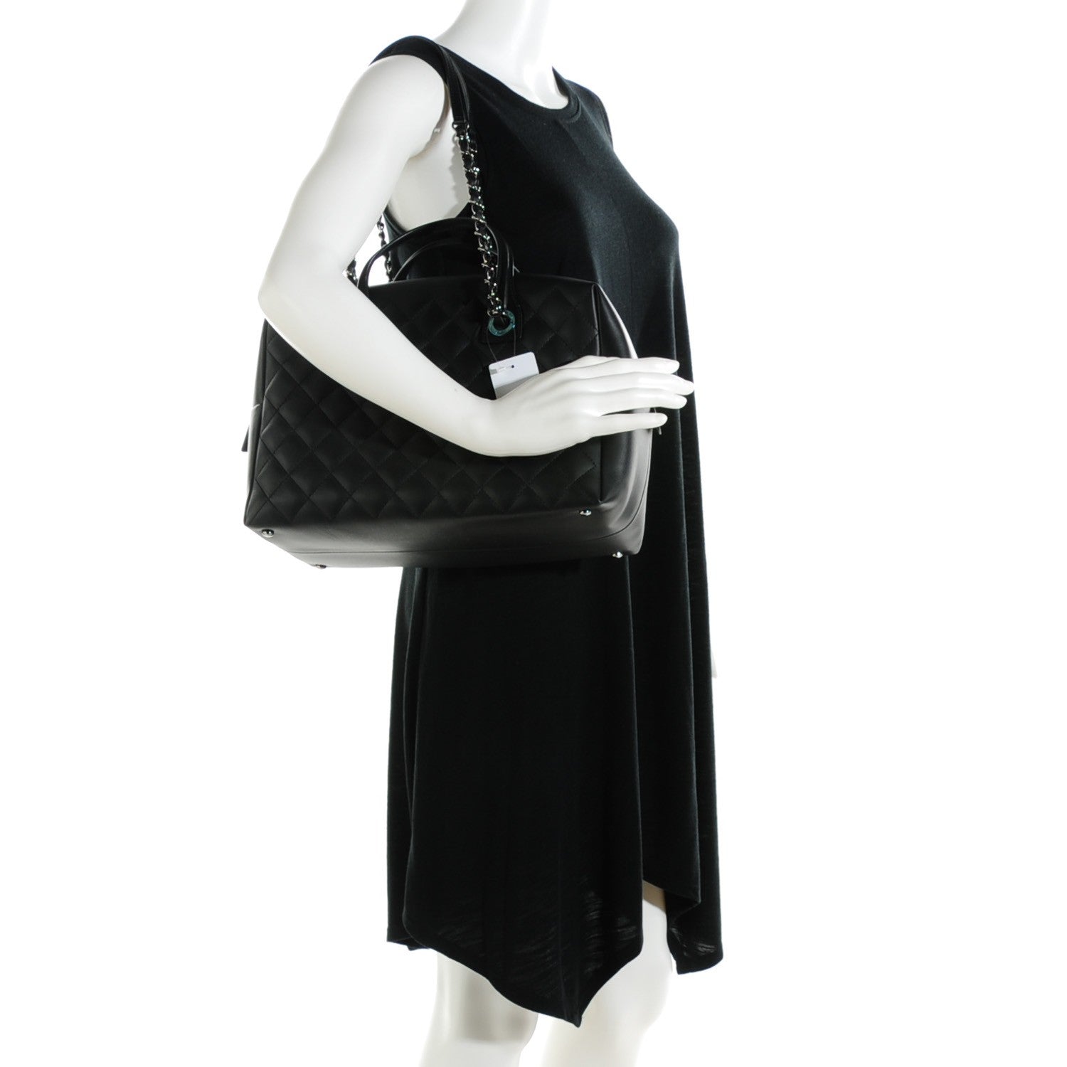 Chanel Calfskin Quilted Feather Weight Bowling Bag Black 2 of 9