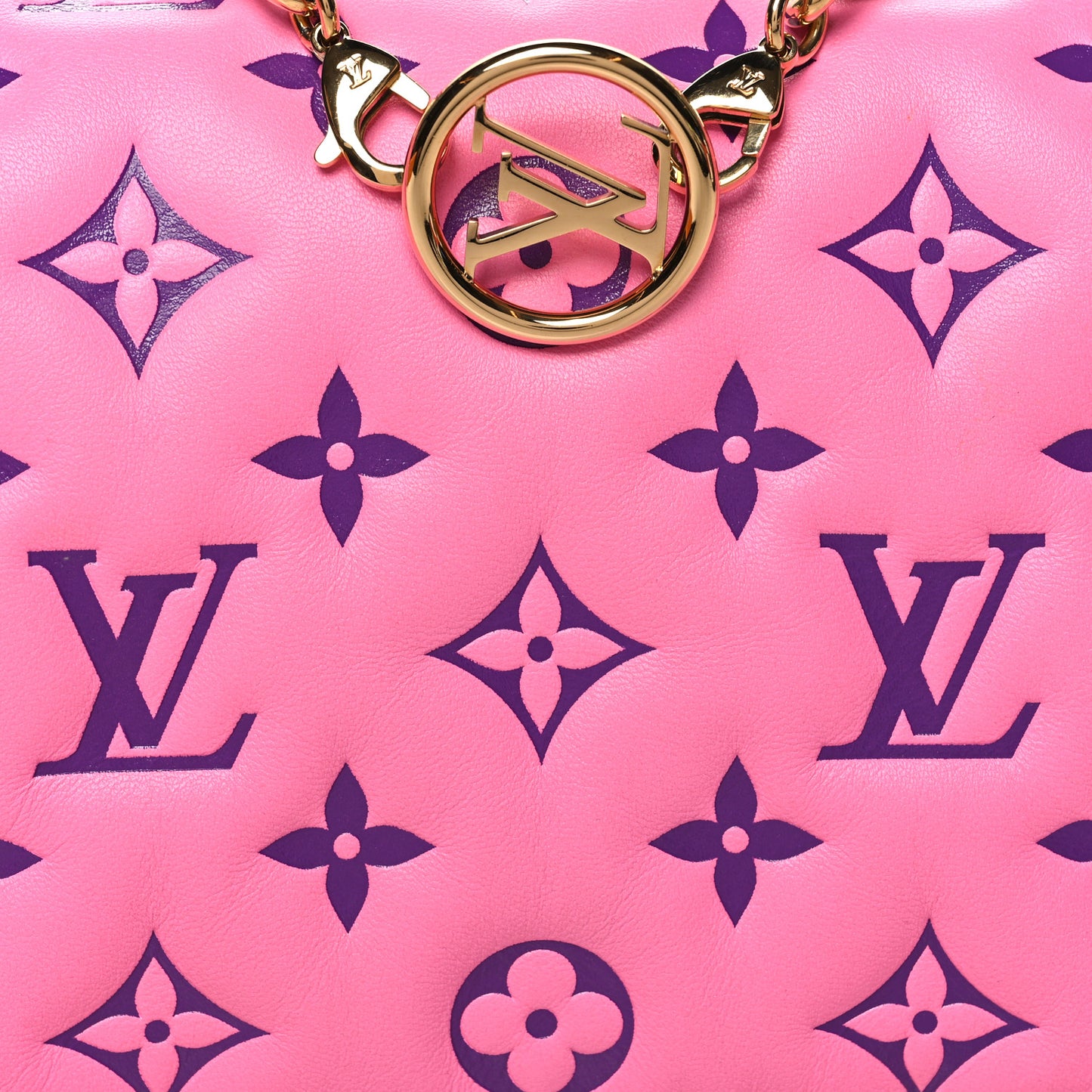 Lambskin Embossed Monogram Vuittamins Pochette Coussin Rose Violet