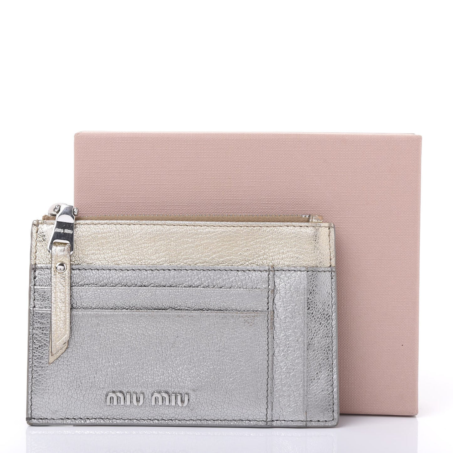 Metallic Madras Colour Zip Card Case Chrome Gold