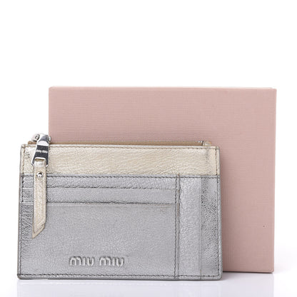 Miu Miu Metallic Madras Colour Zip Card Case Chrome Gold 10 of 10