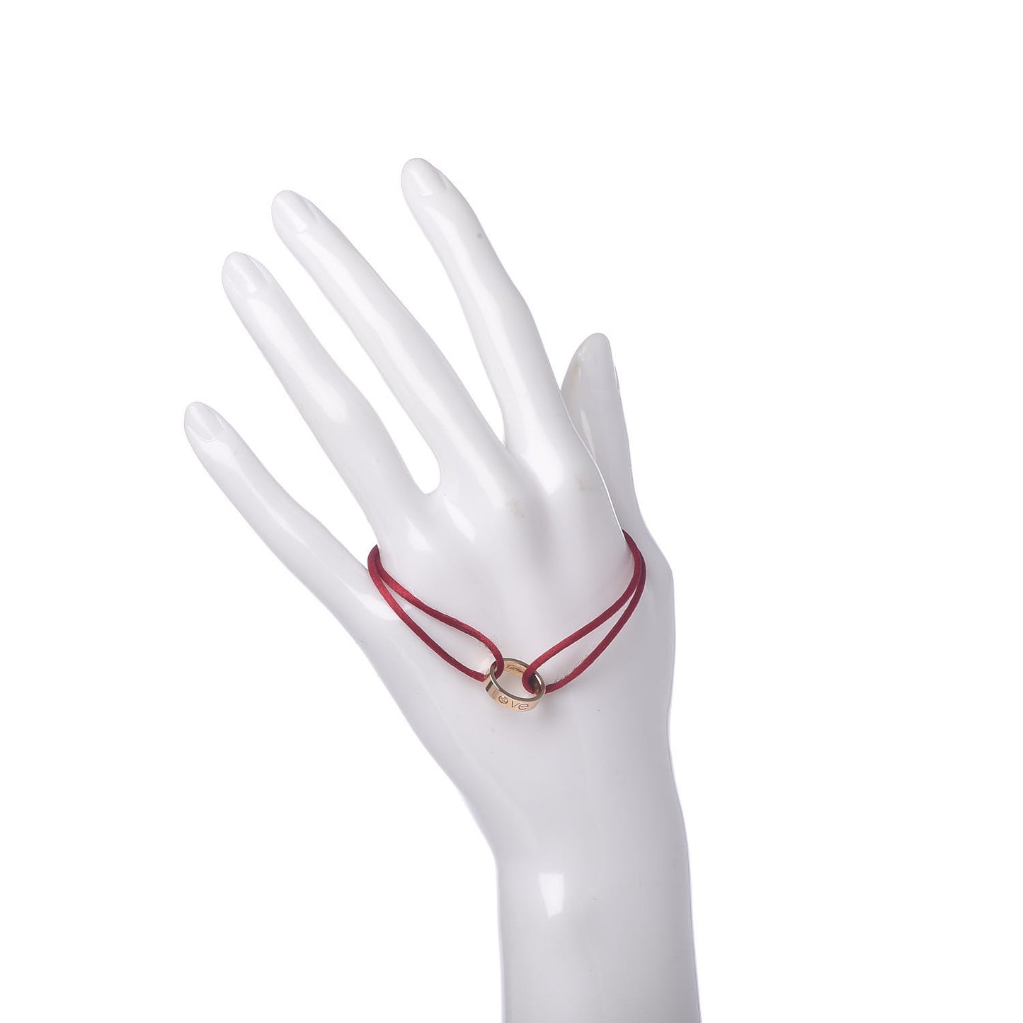 18K Pink Gold Diamond Charity LOVE Adjustable Cord Bracelet Red