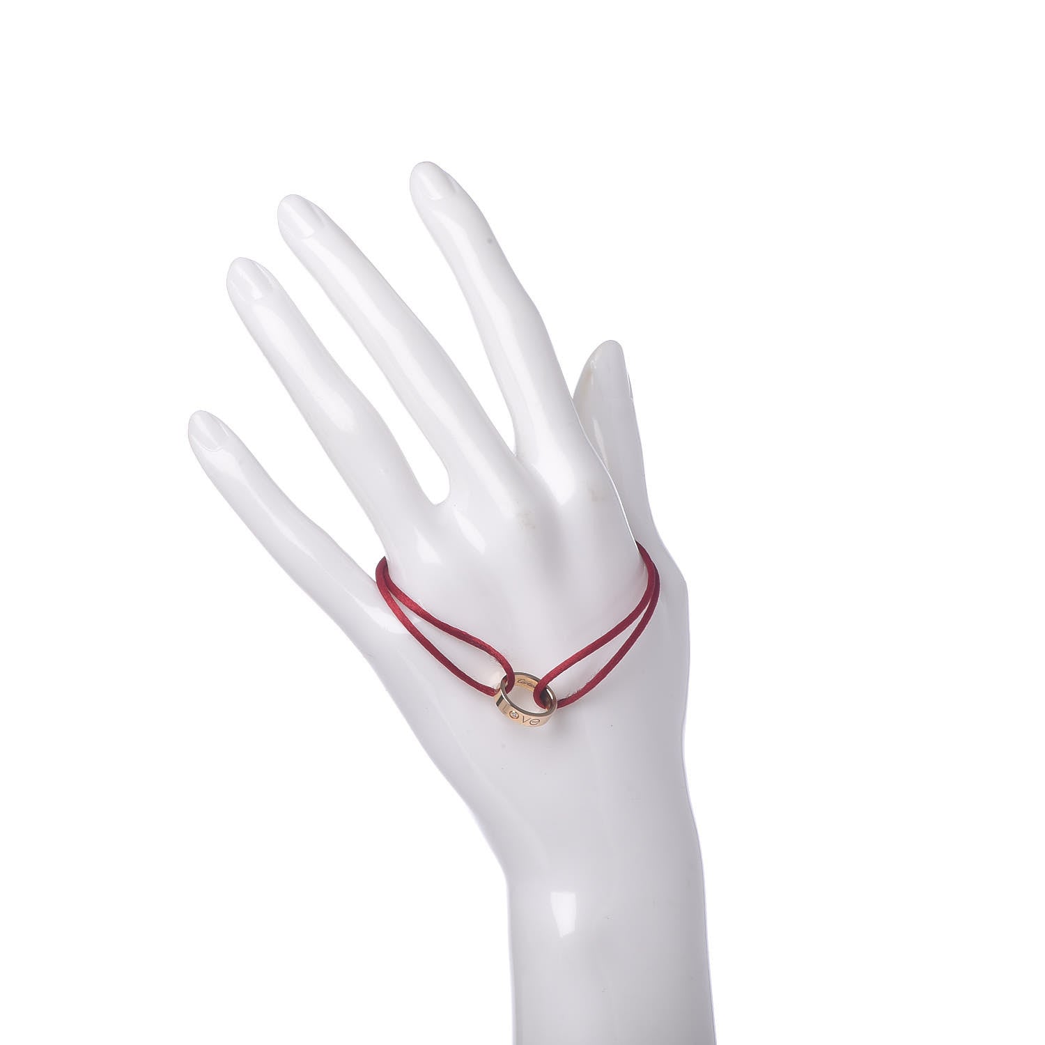 Cartier 18K Pink Gold Diamond Charity LOVE Adjustable Cord Bracelet Red 2 of 6