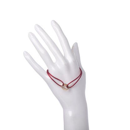 Cartier 18K Pink Gold Diamond Charity LOVE Adjustable Cord Bracelet Red 2 of 6