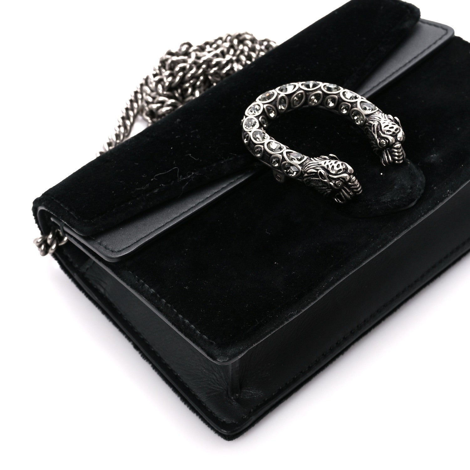 Gucci Suede Super Mini Dionysus Shoulder Bag Black 9 of 11