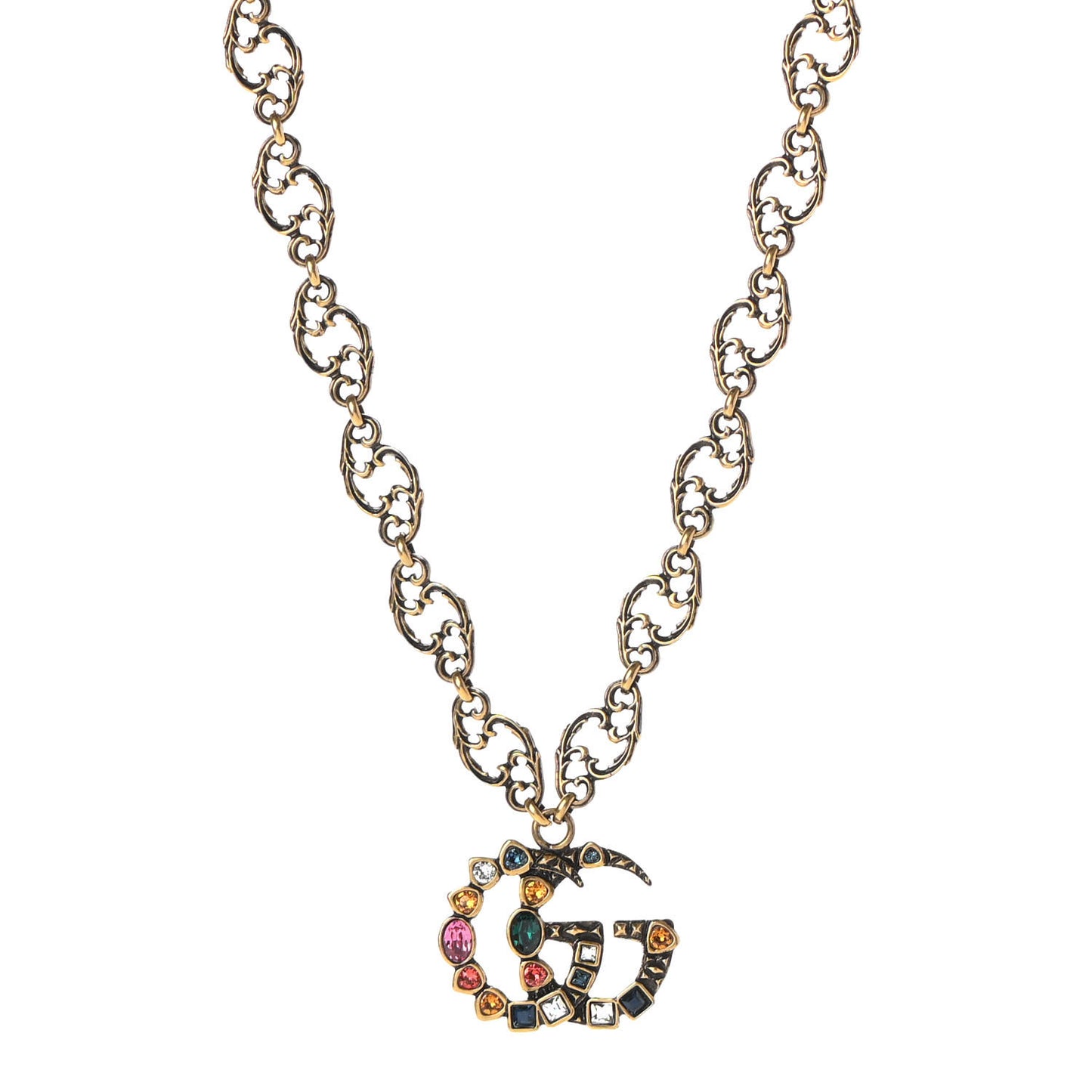 Crystal Marmont Necklace Aged Gold Multicolor