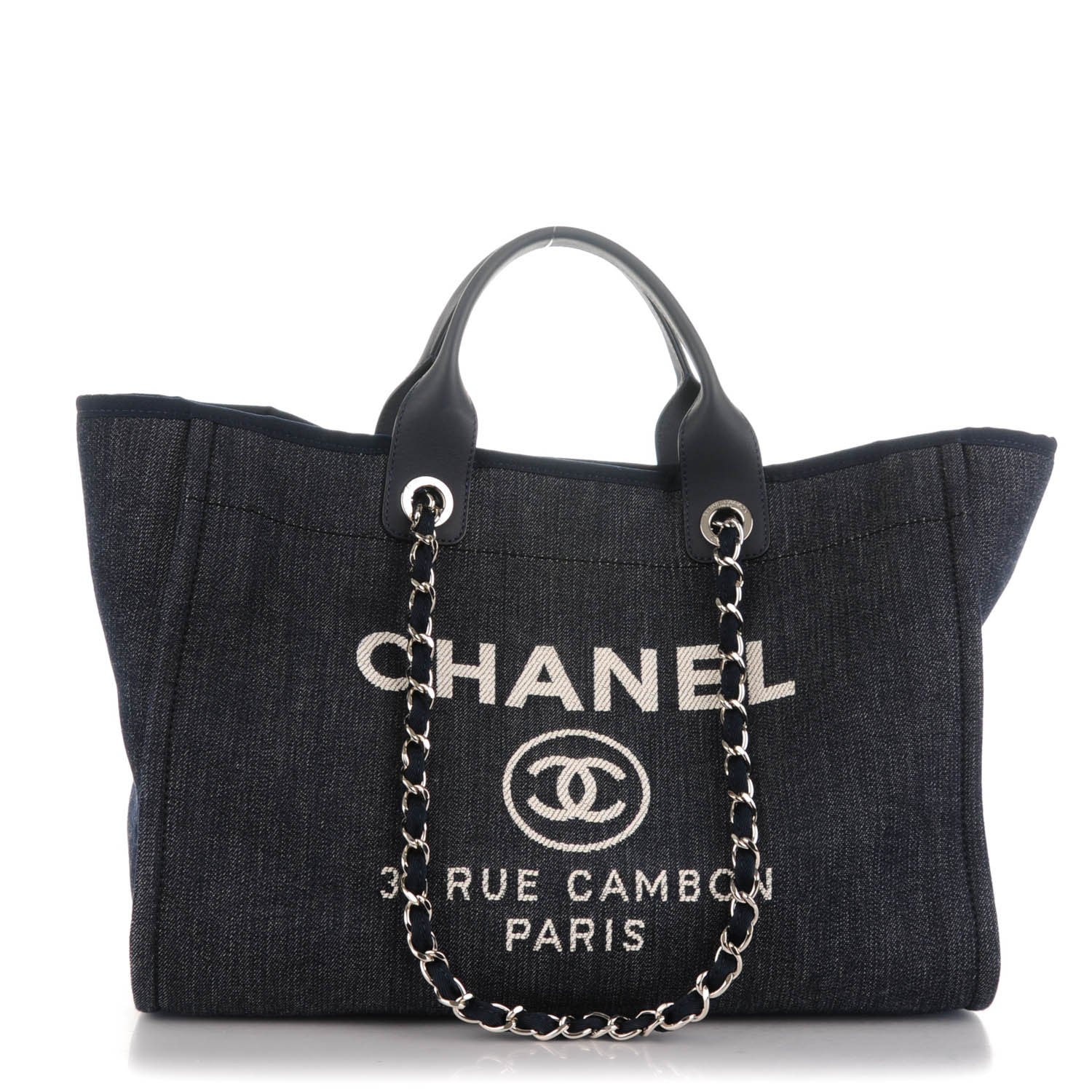 Chanel Canvas Large Deauville Tote Dark Blue 1 of 7