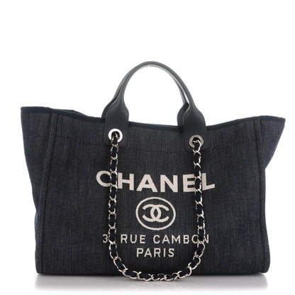 Chanel Canvas Large Deauville Tote Dark Blue 1 of 7