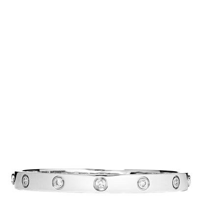 Cartier 18K White Gold 10 Diamond LOVE Bracelet 17 1 of 6