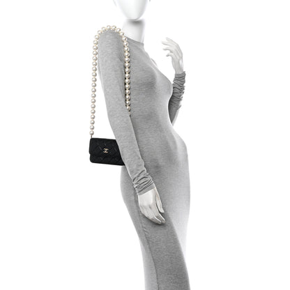 Chanel Calfskin Quilted Maxi Pearls Clutch With Chain Black 2 of 12