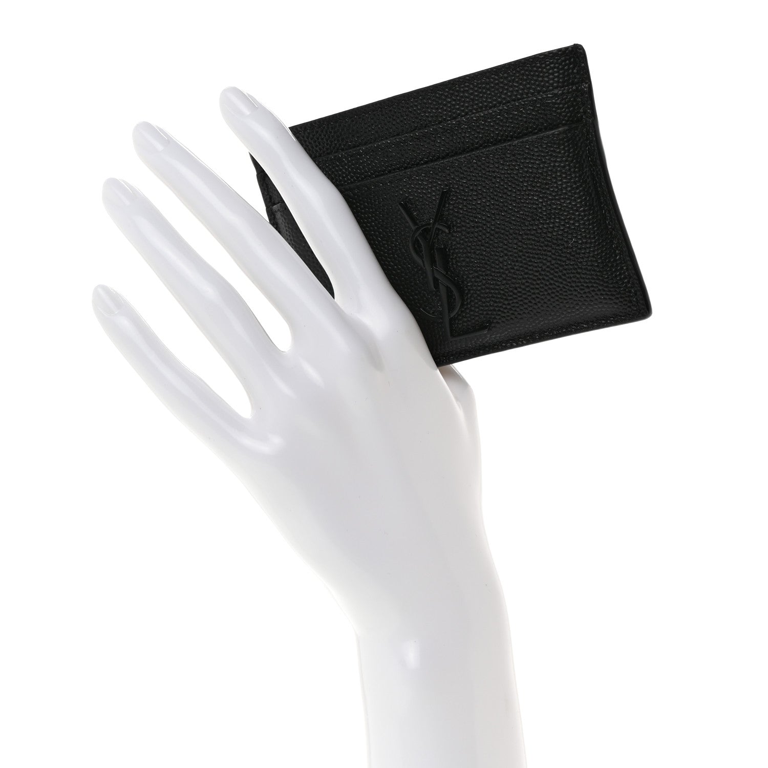 Saint Laurent Grain De Poudre Monogram Credit Card Case Black 2 of 8