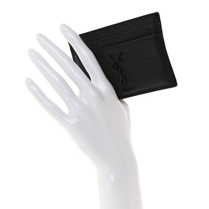 Saint Laurent Grain De Poudre Monogram Credit Card Case Black 2 of 8