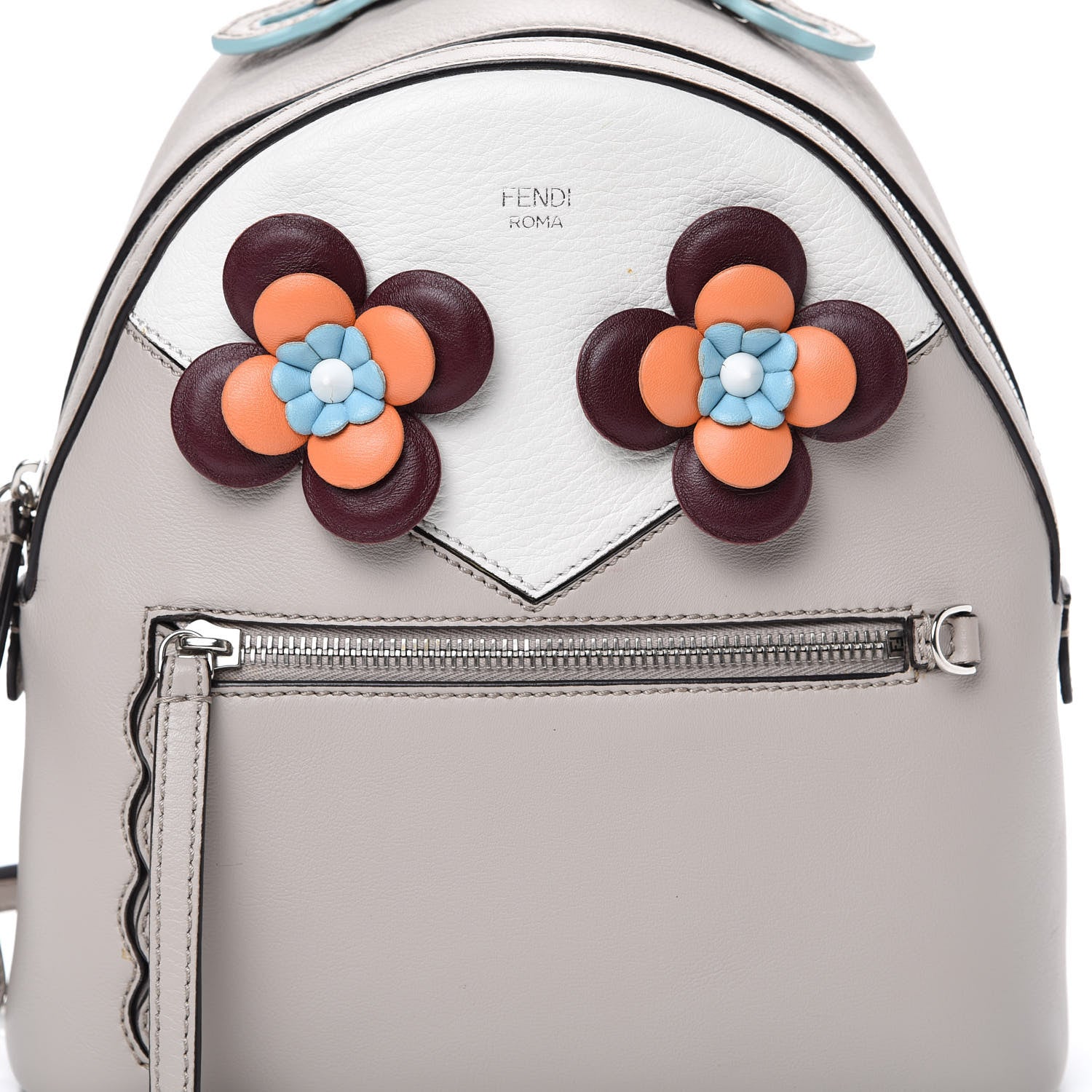 Fendi Vitello Dolce Floral Eyes Mini Backpack Grigio Polvere Multicolor 7 of 13